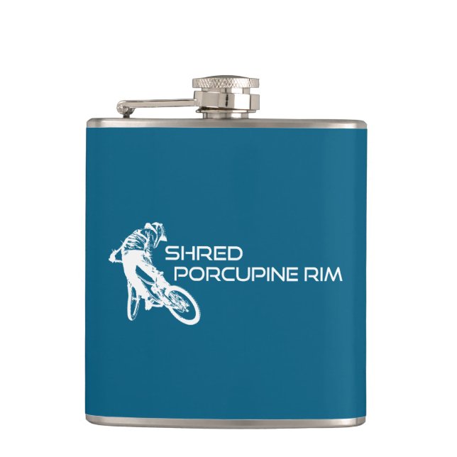 Shred The Porcupine Rim Trail Mountain Biking Flask (Front)