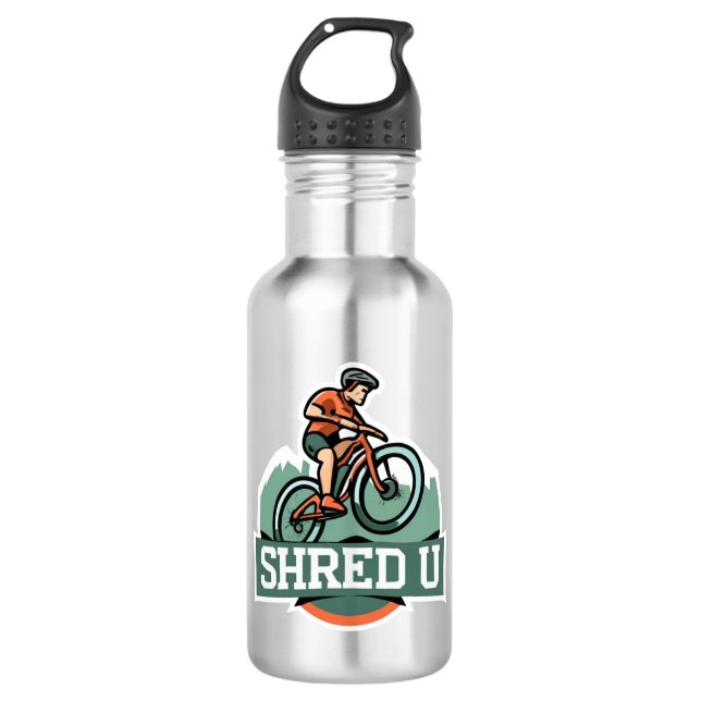 Shred University Mountain Biking Stainless Steel Water Bottle (Front)