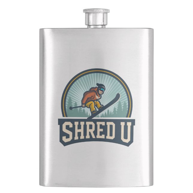 Shred University Skiing Flask (Front)