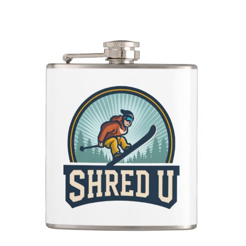 Shred University Skiing Flask