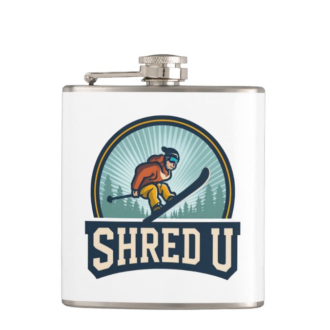 Shred University Skiing Flask (Front)
