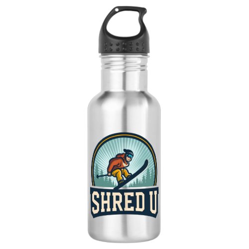 Shred University Skiing Stainless Steel Water Bottle