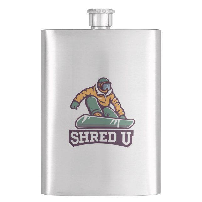 Shred University Snowboarding Flask (Front)