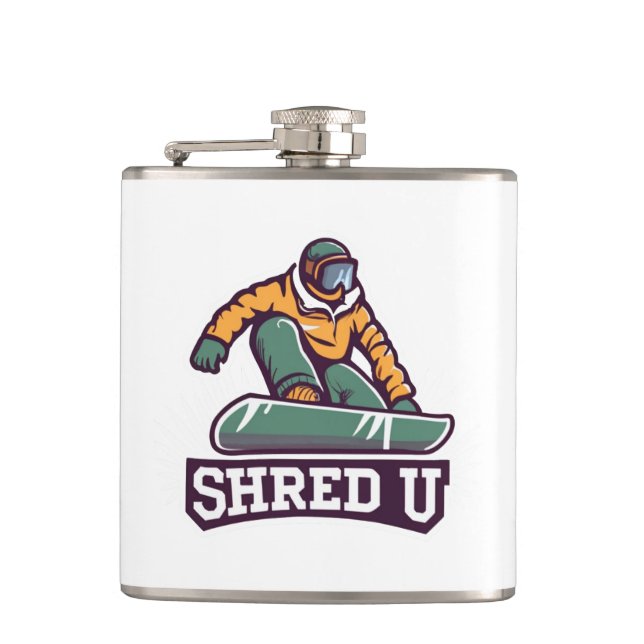 Shred University Snowboarding Flask (Front)