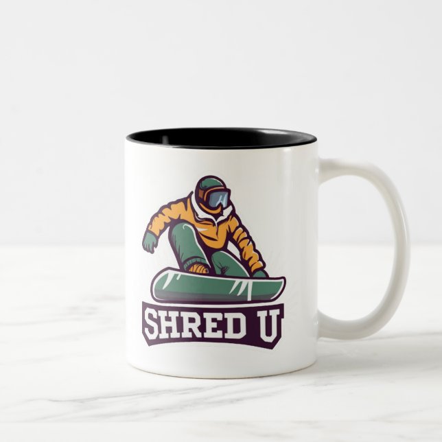 Shred University Snowboarding Two-Tone Coffee Mug (Right)