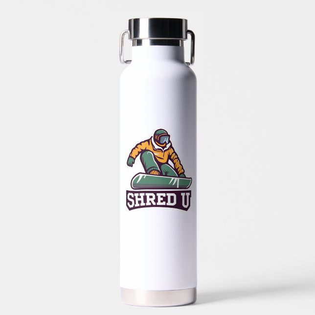 Shred University Snowboarding Water Bottle (Front)