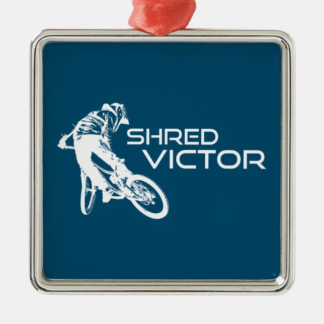 Shred Victor Idaho Mountain Biking Metal Ornament (Front)