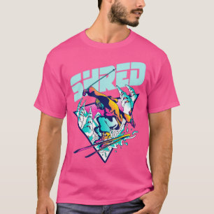 Shred  Vintage Freestyle Ski 80s Costume Retro Ski T-Shirt