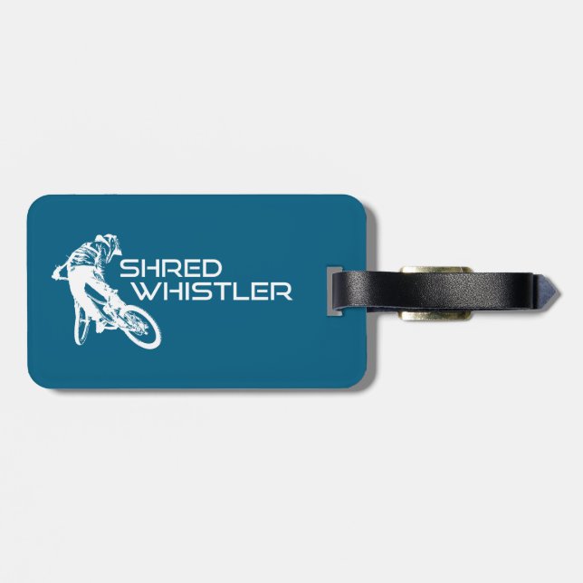 Shred Whistler British Columbia Mountain Biking Luggage Tag (Back Horizontal)