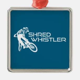 Shred Whistler British Columbia Mountain Biking Metal Ornament