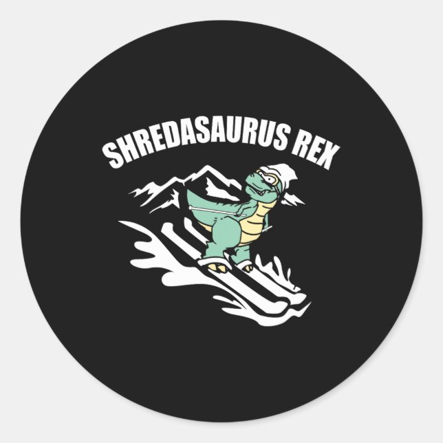 Shredasaurus Rex Ski Dinosaur Kids Funny Skiing Gi Classic Round Sticker (Front)