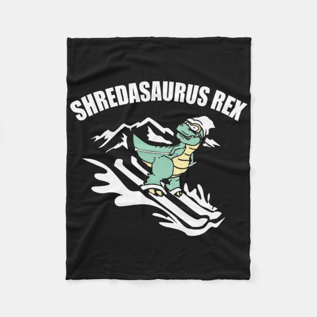 Shredasaurus Rex Ski Dinosaur Kids Funny Skiing Gi Fleece Blanket (Front)