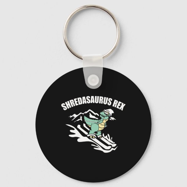 Shredasaurus Rex Ski Dinosaur Kids Funny Skiing Gi Keychain (Front)