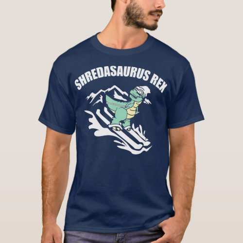 Shredasaurus Rex Ski Dinosaur  Kids Funny Skiing T_Shirt
