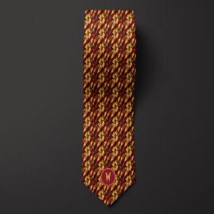 Shredded Burgundy and Gold Abstract Neck Tie