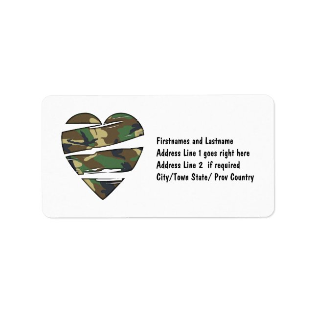 Shredded Camo Heart Label (Front)