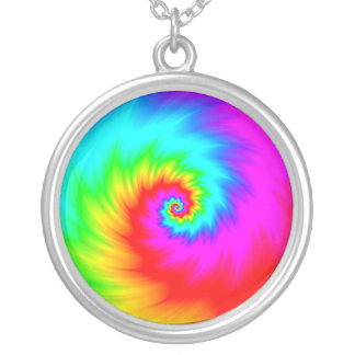 Shredded Rainbow Spiral Silver Plated Necklace