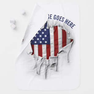 Shredded, Ripped and Torn American Flag Baby Blank Blanket