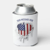 American Flag Can Cooler - Stainless Steel Torn Flag Beer Cooler