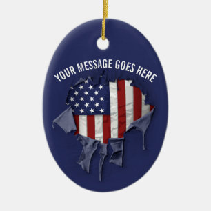 Shredded, Ripped and Torn American Flag Ceramic Or Ornament