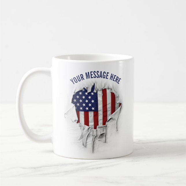 Shredded, Ripped and Torn American Flag Coffee Mug (Left)