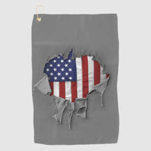 Shredded, Ripped and Torn American Flag Golf Towel