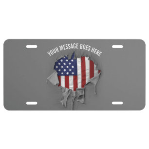 Shredded, Ripped and Torn American Flag License Pl Plate
