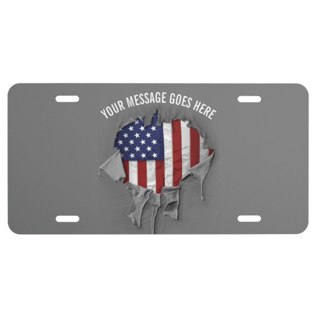 Shredded, Ripped and Torn American Flag License Pl Plate (Front)