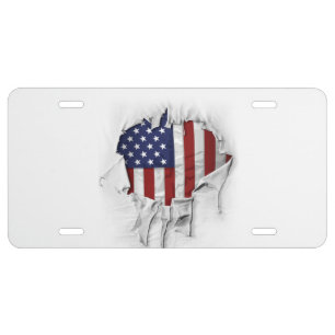 Shredded, Ripped and Torn American Flag License Plate