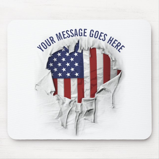 Shredded, Ripped and Torn American Flag Mouse Pad (Front)