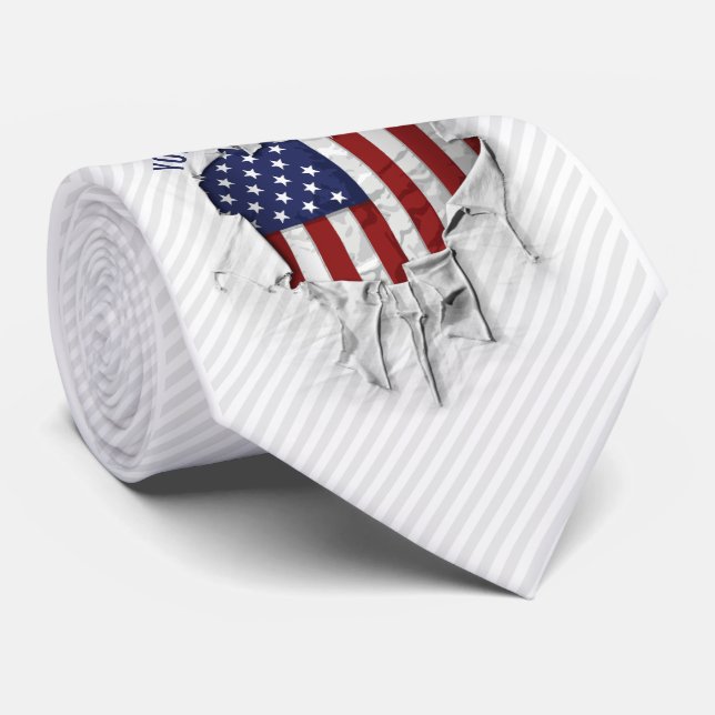 Shredded, Ripped and Torn American Flag Neck Tie (Rolled)