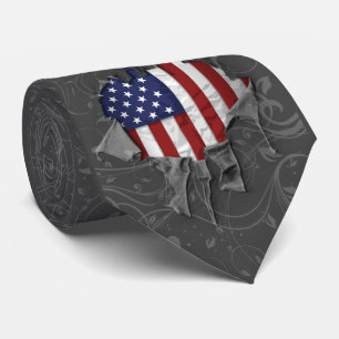 Shredded, Ripped and Torn American Flag Neck Tie