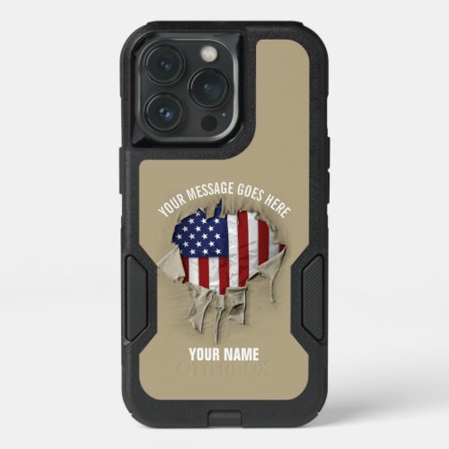 Shredded Ripped and Torn American Flag OtterBox i iPhone 13 Pro Case