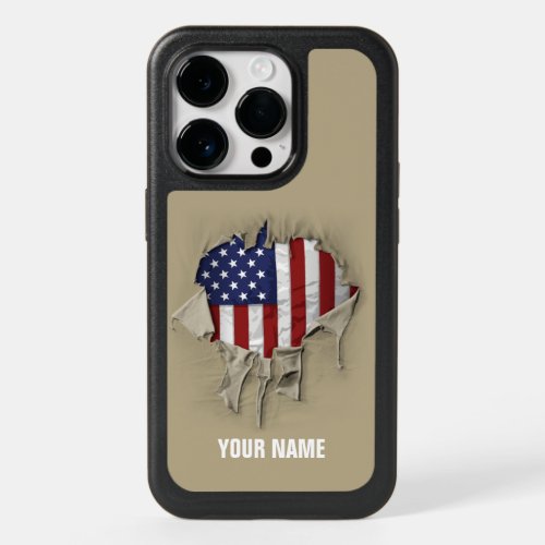 Shredded Ripped and Torn American Flag OtterBox iPhone 14 Pro Case
