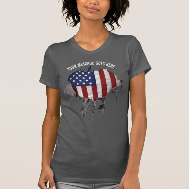 Shredded, Ripped and Torn American Flag T-Shirt (Front)