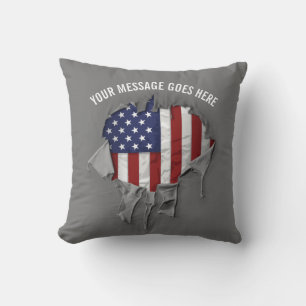 Shredded, Ripped and Torn American Flag Throw Pill Pillow