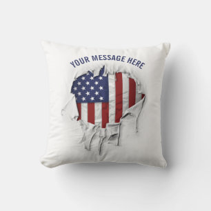 Shredded, Ripped and Torn American Flag Throw Pill Pillow