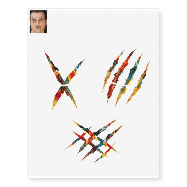 Shredded Shell Fantasy make up / face paint Temporary Tattoos (Front)
