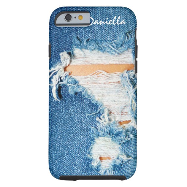 Shredded Threads Ripped Denim Blue Jeans Case Mate iPhone Case