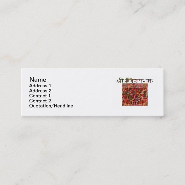 Shree Ganeshay Nama Skinny 3"x1" Business Card (Front)