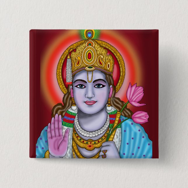 Shree Krishna Tote Bag Button (Front)