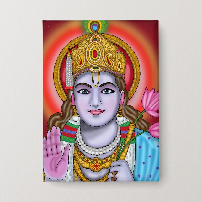Shree Krishna Tote Bag Button (Front)