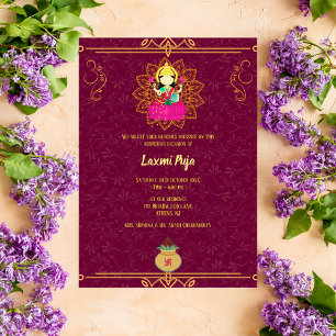 Shree Laxmi Puja Floral Invitation