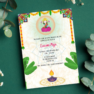 Shree Laxmi Puja Floral Invitation