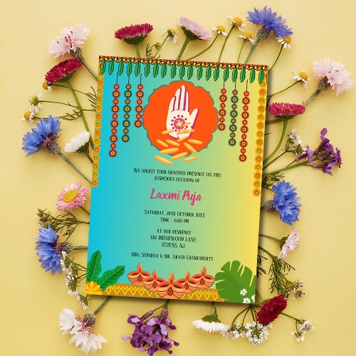Shree Laxmi Puja Floral Invitation