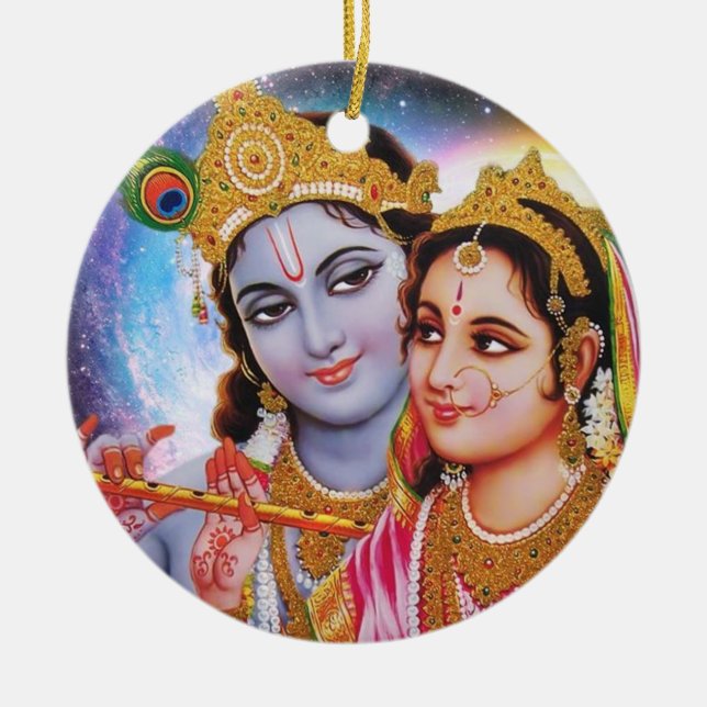 Shree Radhey Krishna Love  Ceramic Ornament (Front)