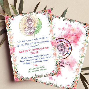 Shree Vishwakarma Pooja Floral Invitation
