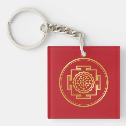 Shree Yantra Auspicious Sacred Geometrical Symbol Keychain