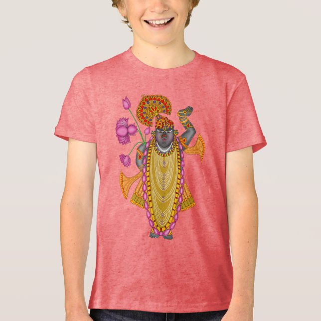 Shreenath Ji T-Shirt – Divine Krishna  Tri-Blend Shirt (Front)