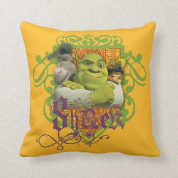 Shrek Group Crest Throw Pillow by ShrekStore at Zazzle